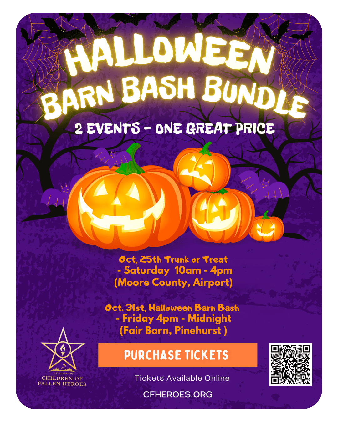PUrchase button website Oct, 25th Trunk or Treat - 10am - 4pm Oct. 31st, Halloween Barn Bash - 3pm - Midnight