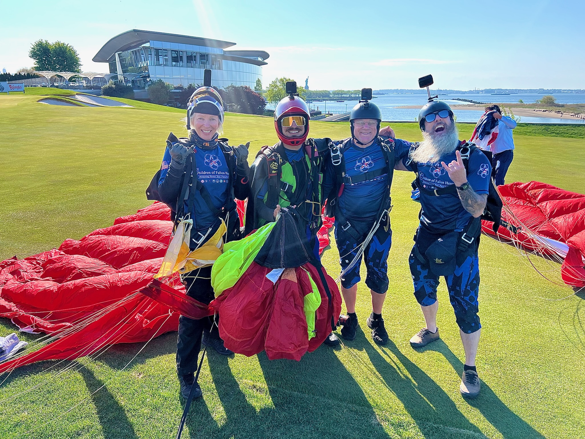 CFH Dynamic Parachute Team at Liberty National Golf Club for the VGA Liberty Cup