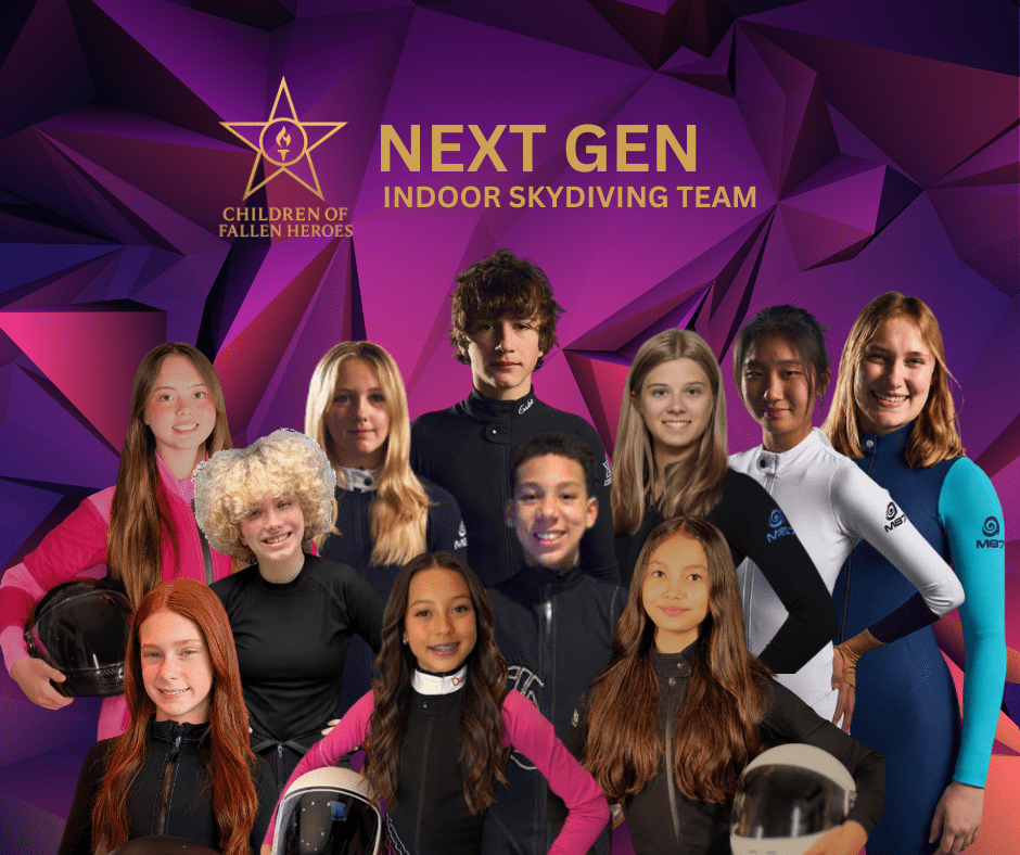 Children of Fallen Heroes Next Gen Indoor Skydiving Team athletes.
