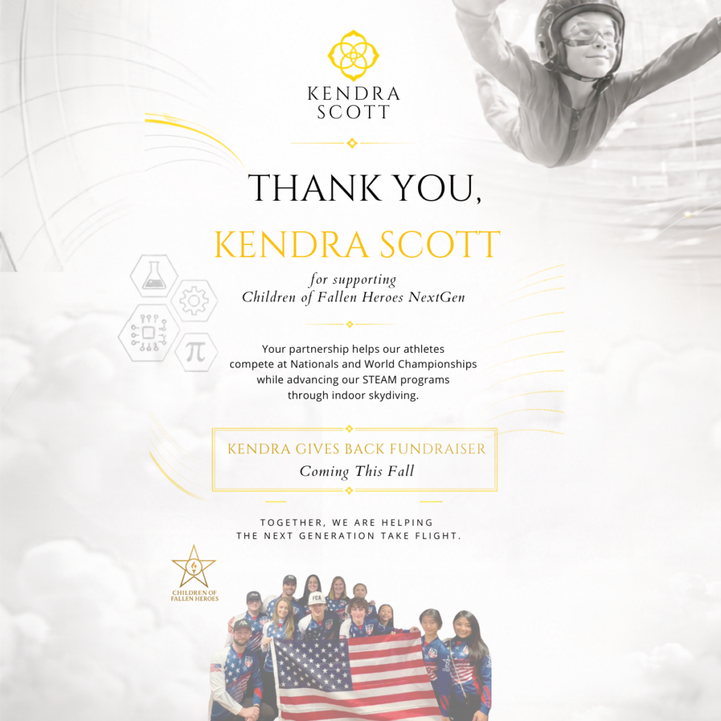 Thank you, Kendra Scott, for supporting Children of Fallen Heroes NextGen