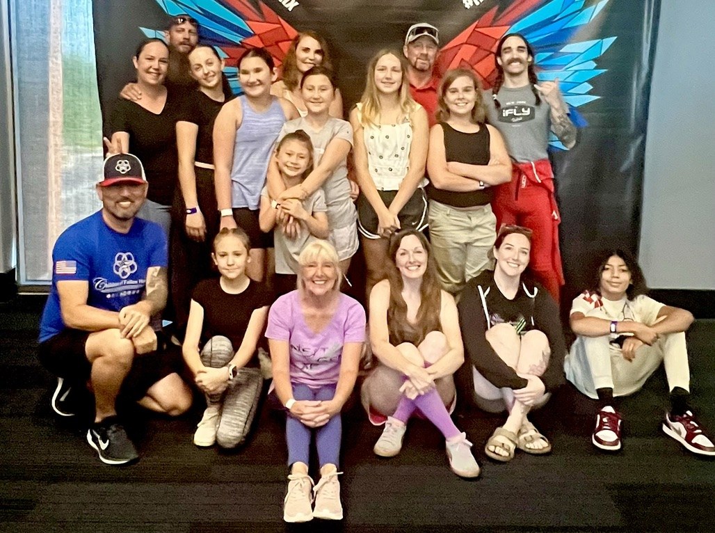 Generations of the Children of Fallen Heroes family gathered together at iFLY Phoenix in Arizona.