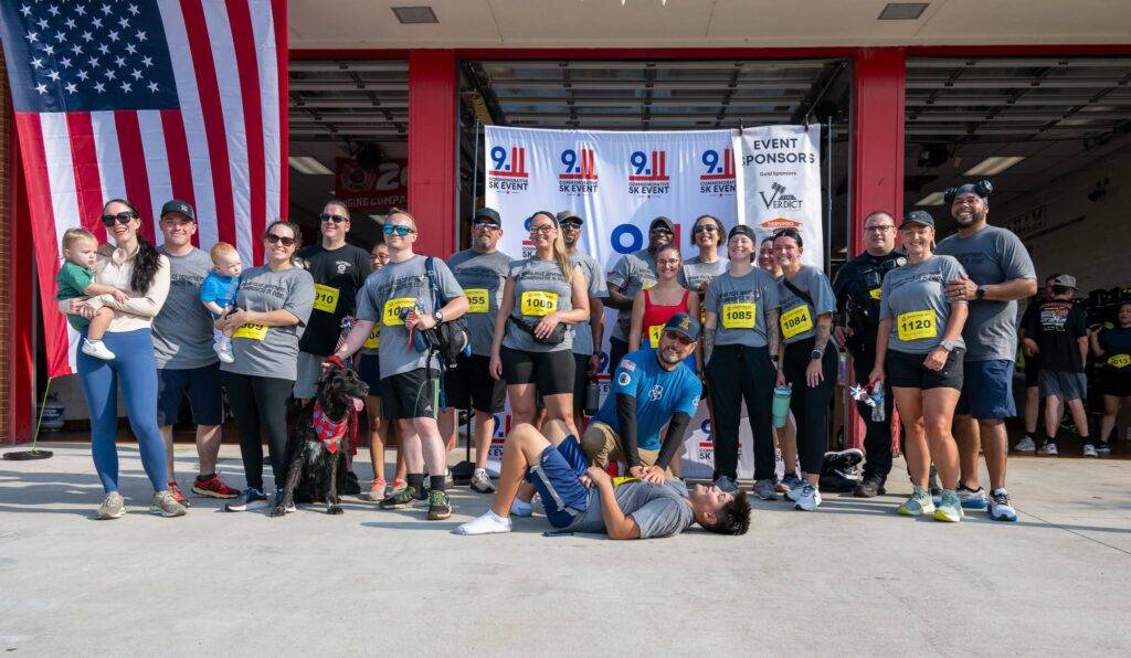 Community members at the 25th Anniversary 9/11 Commemorative 5K in Graham, North Carolina.