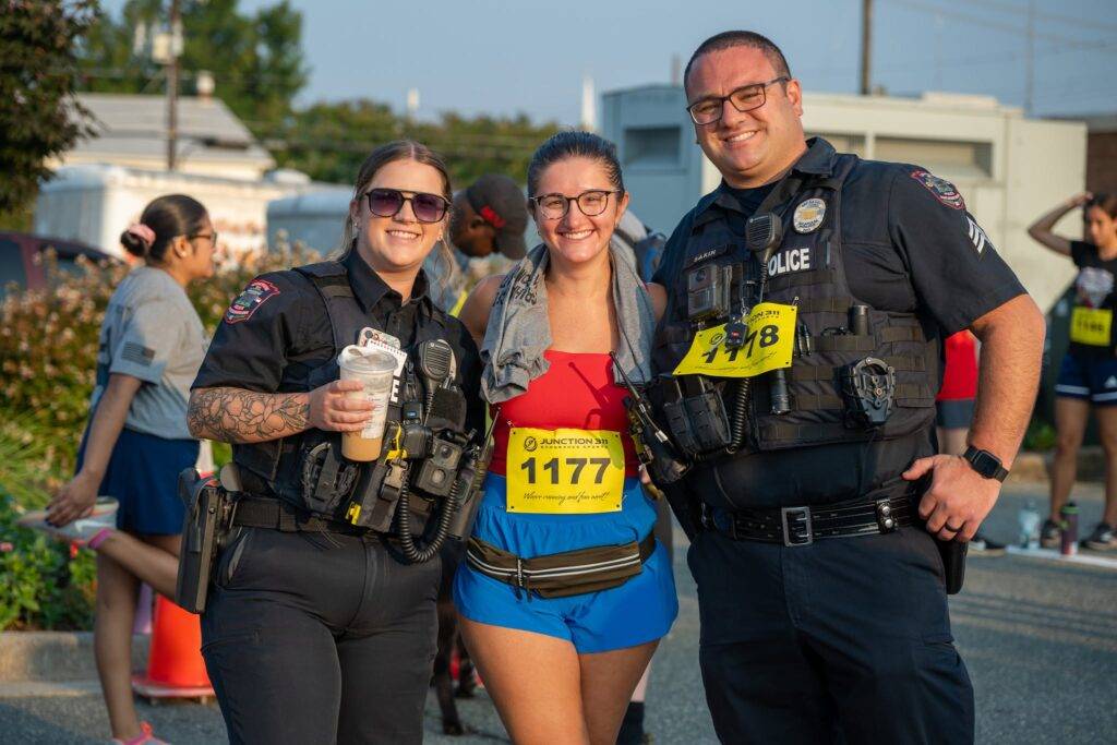 Community members at the 25th Anniversary 9/11 Commemorative 5K in Graham, North Carolina.