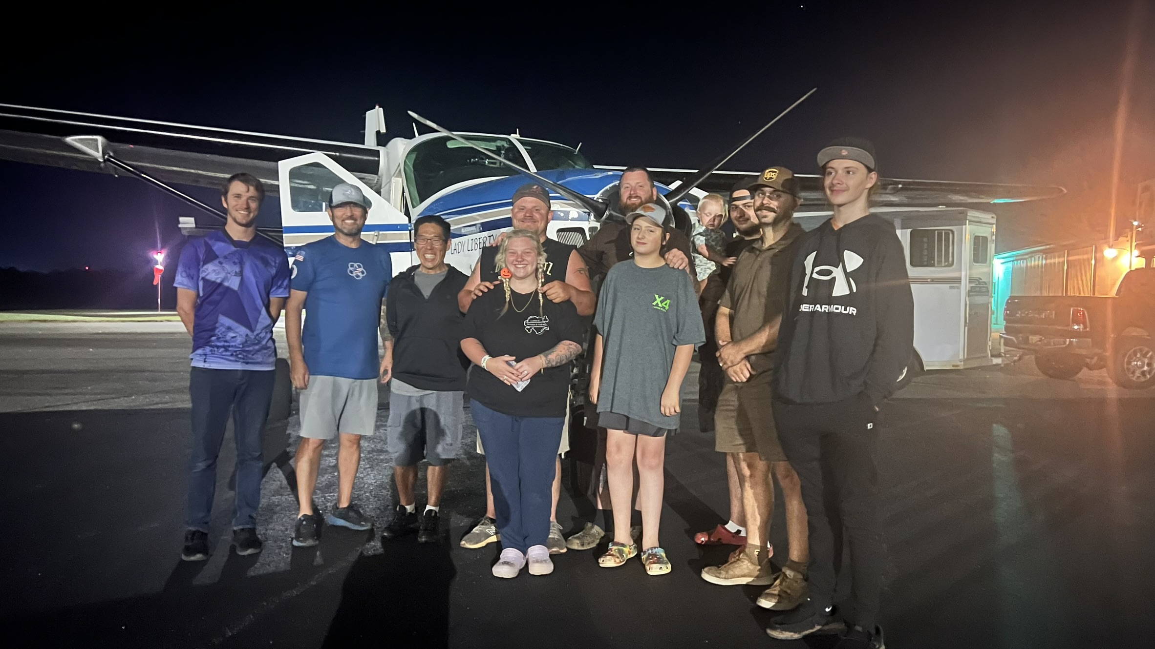 The skydiving community helping with supplies.