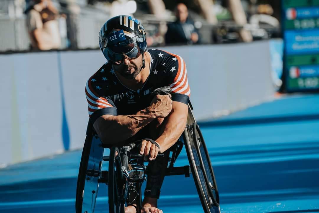 Howie Sanborn crossing the finish line