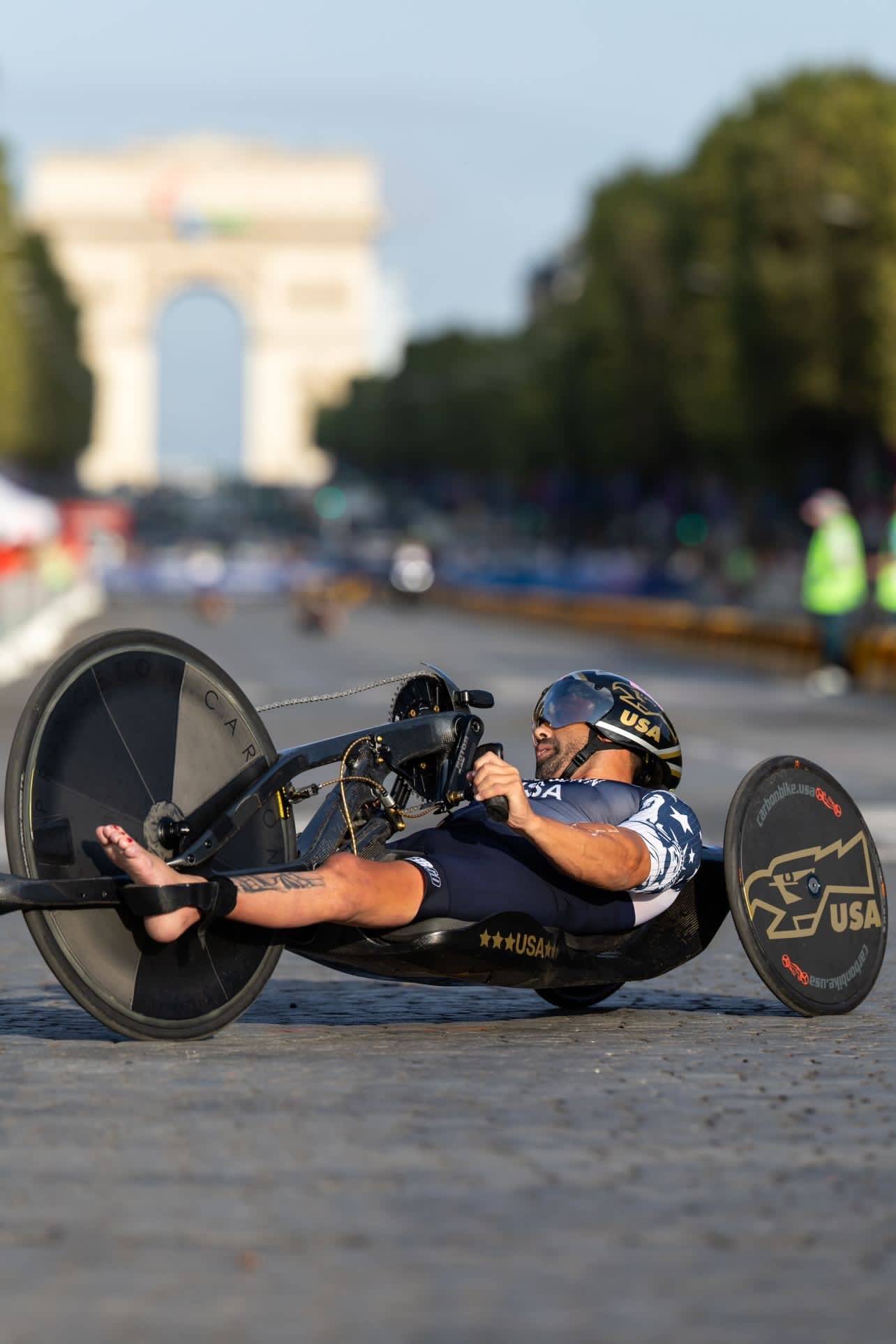 Howie Sanborn racing at the Paris 2024 Paralympics