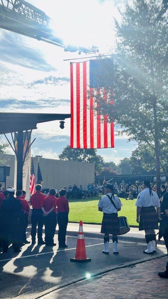 Community members at the 25th Anniversary 9/11 Commemorative 5K in Graham, North Carolina.