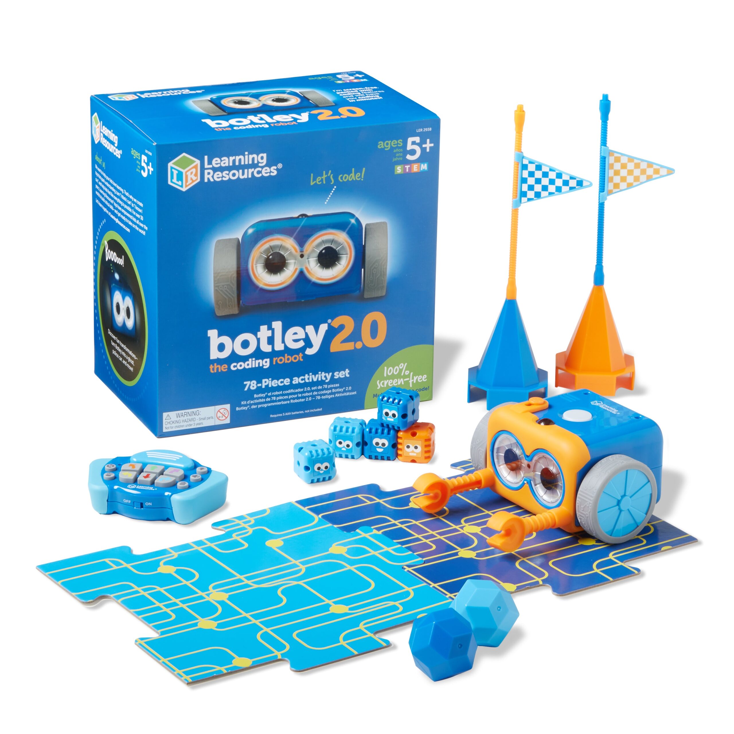 Botley 2.0 Coding Robot Activity Set with robot, programmer, and activity accessories